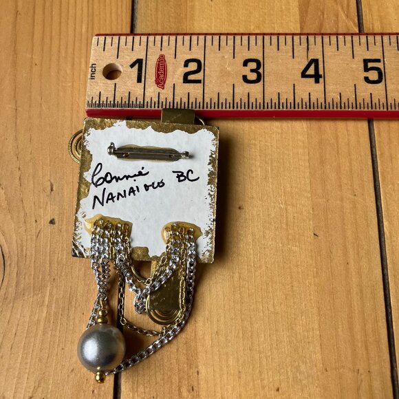 Modern Mixed Metal Collage Brooch Lapel Pin Hand Crafted by Connie Nanaimo BC - Picture 7 of 8